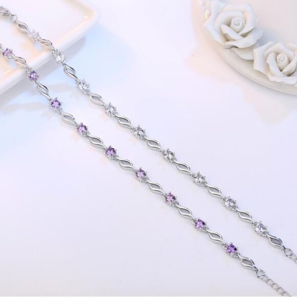 NEW 925 Sterling Silver Diamond Wave Bracelet A - Picture 5 of 8